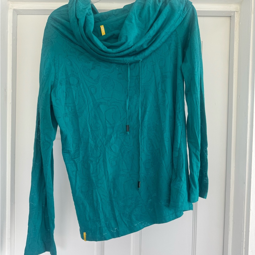 Love Teal Cowl Neck Sweater